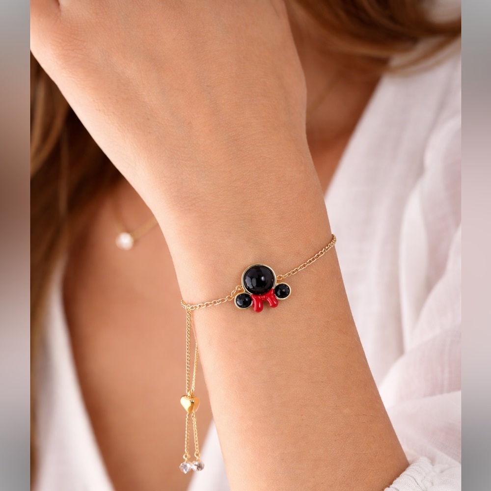 KATE SPADE NEW YORK MINNIE MOUSE SLIDE ADJUSTABLE BRACELET GOLD CZ DISNEY - Picture 3 of 7